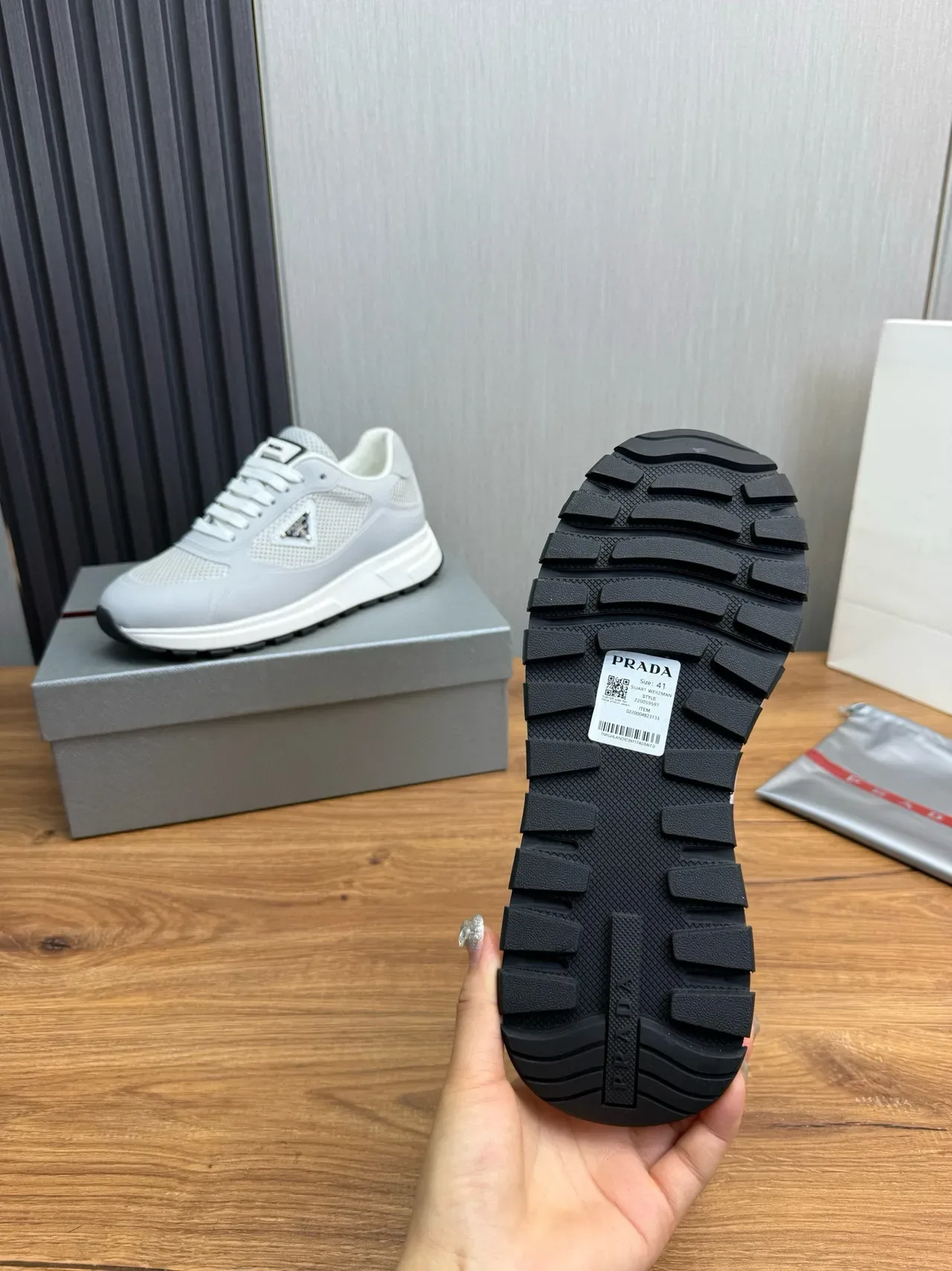 Prada Cloudbust Light Gray Mesh and Synthetic Lifestyle Sneakers 10