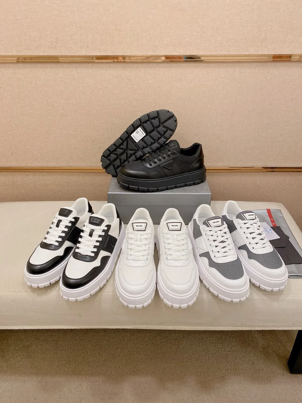 Prada Cloudbust Monochrome Black Chunky Sneakers 2