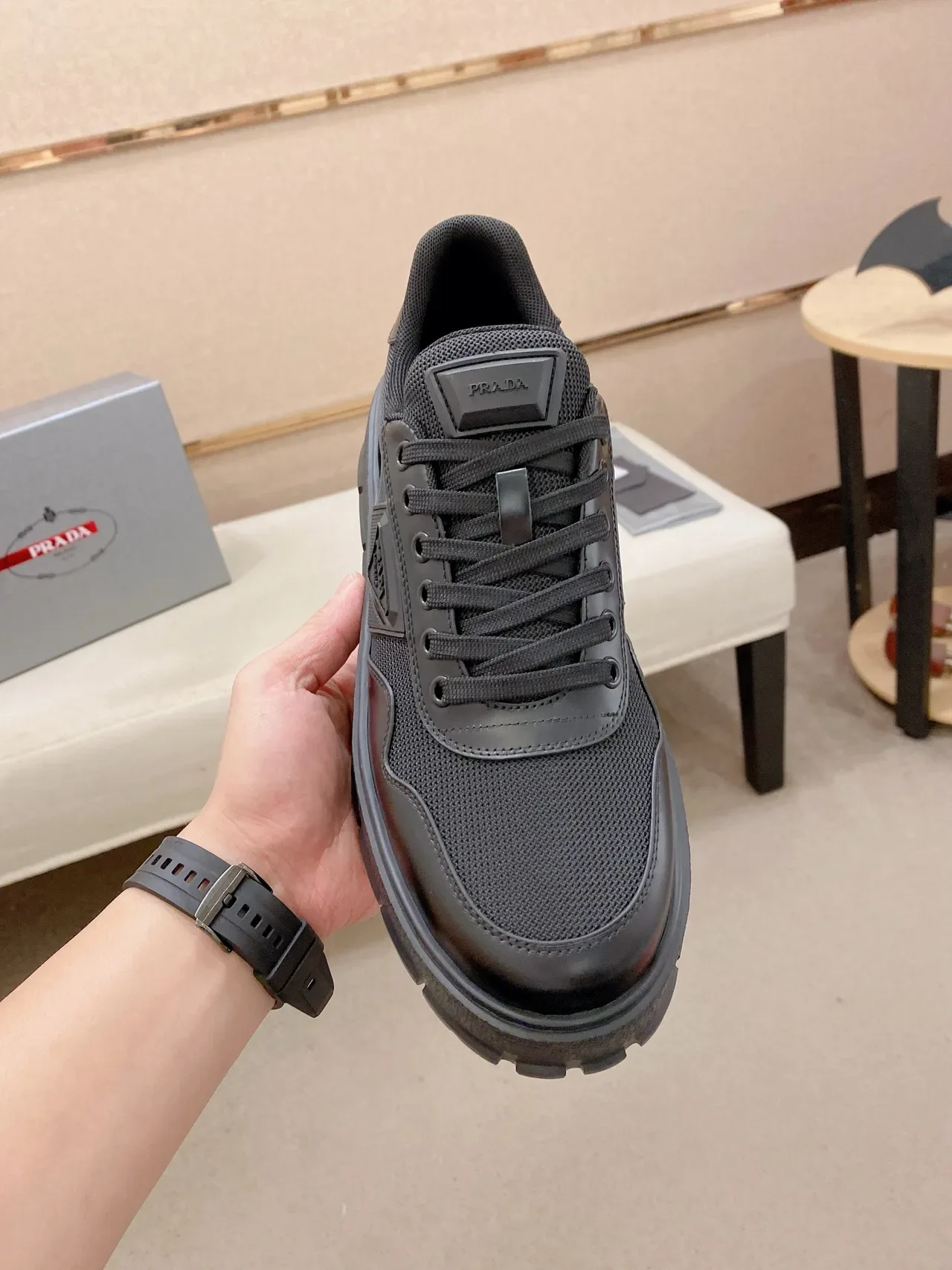 Prada Cloudbust Monochrome Black Chunky Sneakers 6