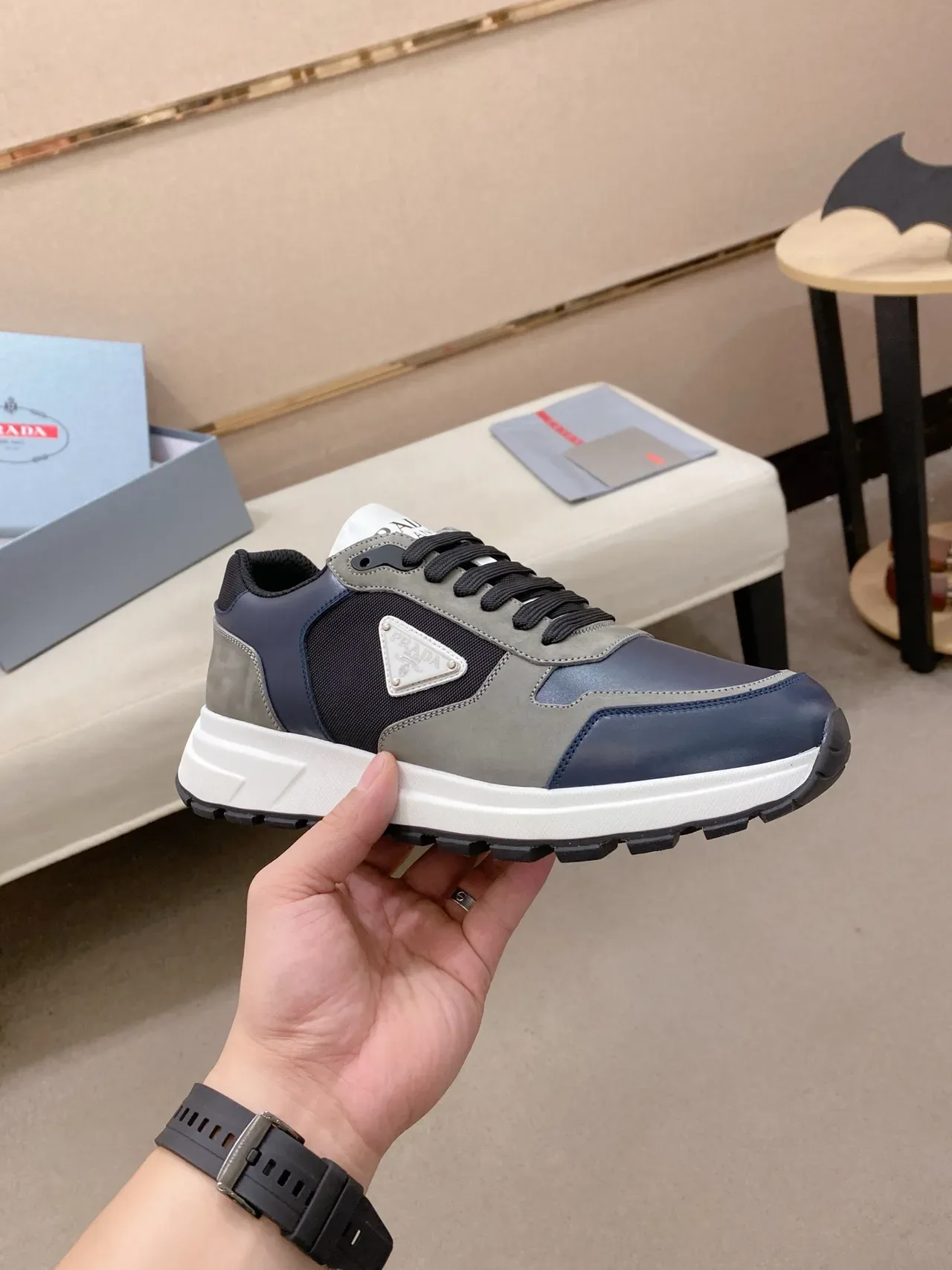 Prada Cloudbust Navy and Gray Lifestyle Sneakers 4