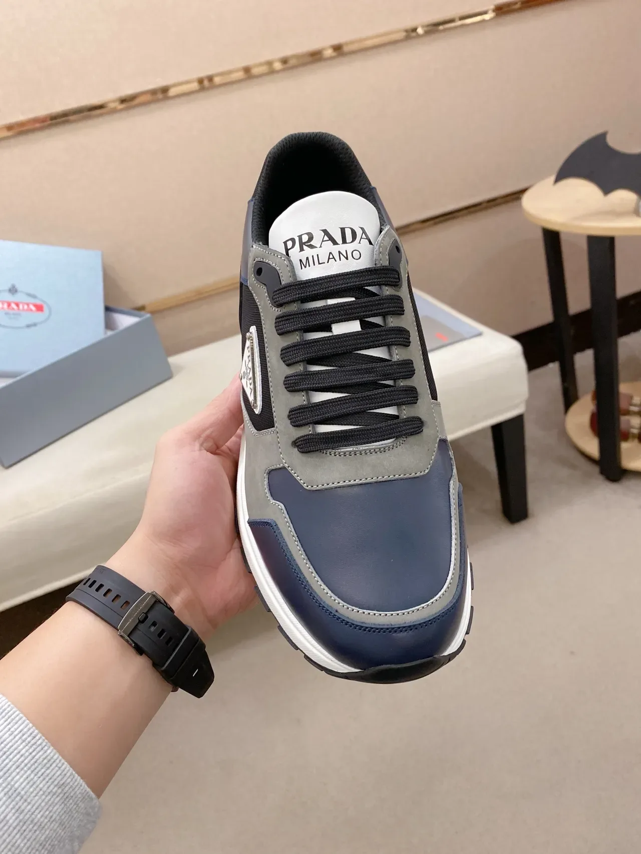 Prada Cloudbust Navy and Gray Lifestyle Sneakers 5