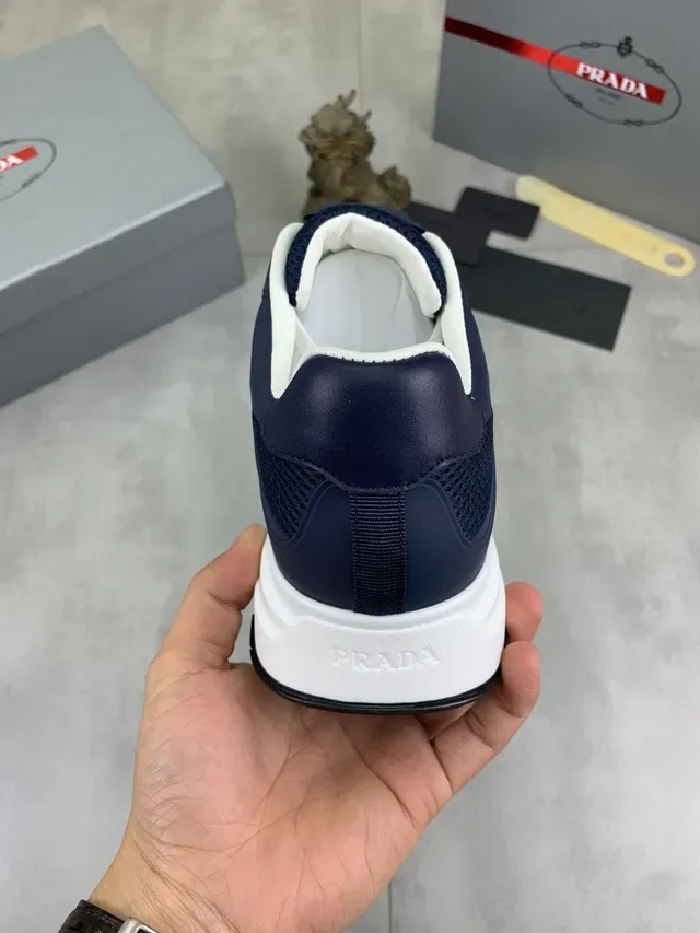 Prada Cloudbust Navy Mesh White Lace Lifestyle Sneakers 2