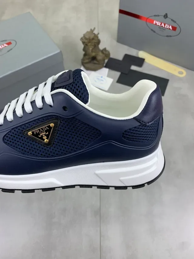 Prada Cloudbust Navy Mesh White Lace Lifestyle Sneakers 3