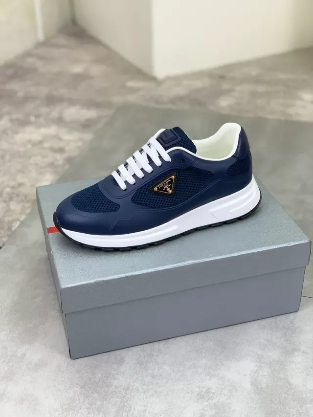 Prada Cloudbust Navy Mesh White Lace Lifestyle Sneakers 4
