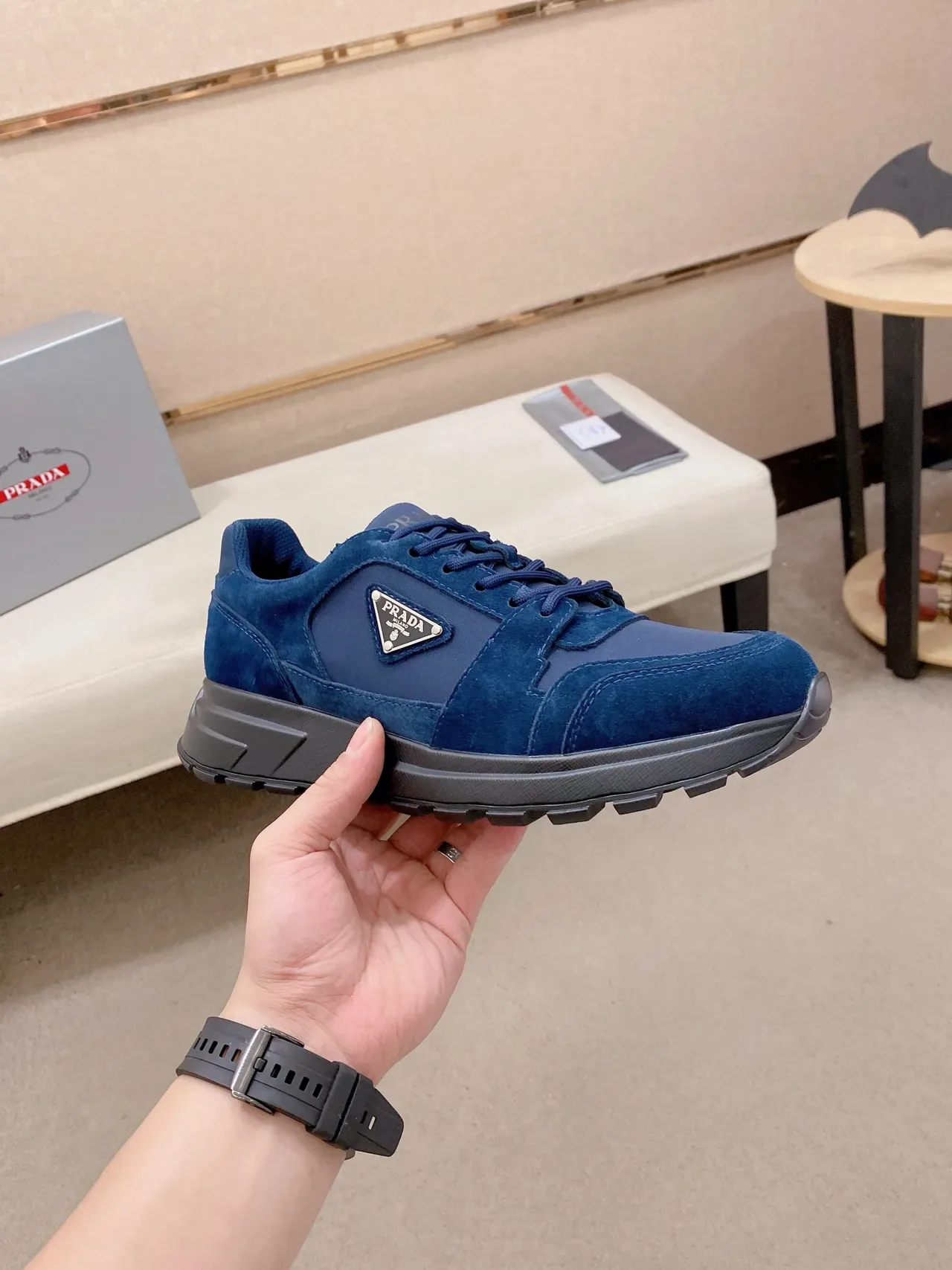 Prada Cloudbust Navy Suede and Nylon Lifestyle Sneakers 3