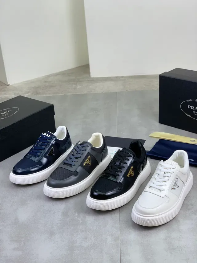 Prada Cloudbust Navy White Blue Mixed-Material Upper Platform Sole Lifestyle Sneakers 2