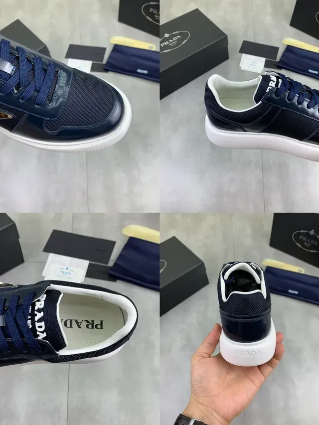 Prada Cloudbust Navy White Blue Mixed-Material Upper Platform Sole Lifestyle Sneakers 3