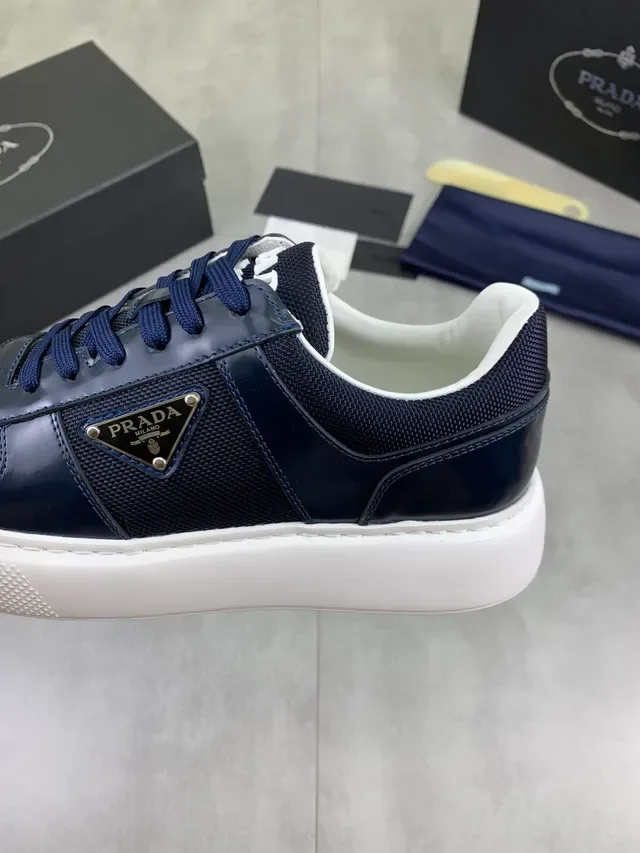 Prada Cloudbust Navy White Blue Mixed-Material Upper Platform Sole Lifestyle Sneakers 4