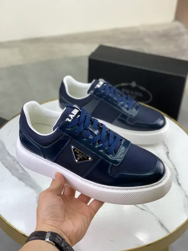 Prada Cloudbust Navy White Blue Mixed-Material Upper Platform Sole Lifestyle Sneakers 5