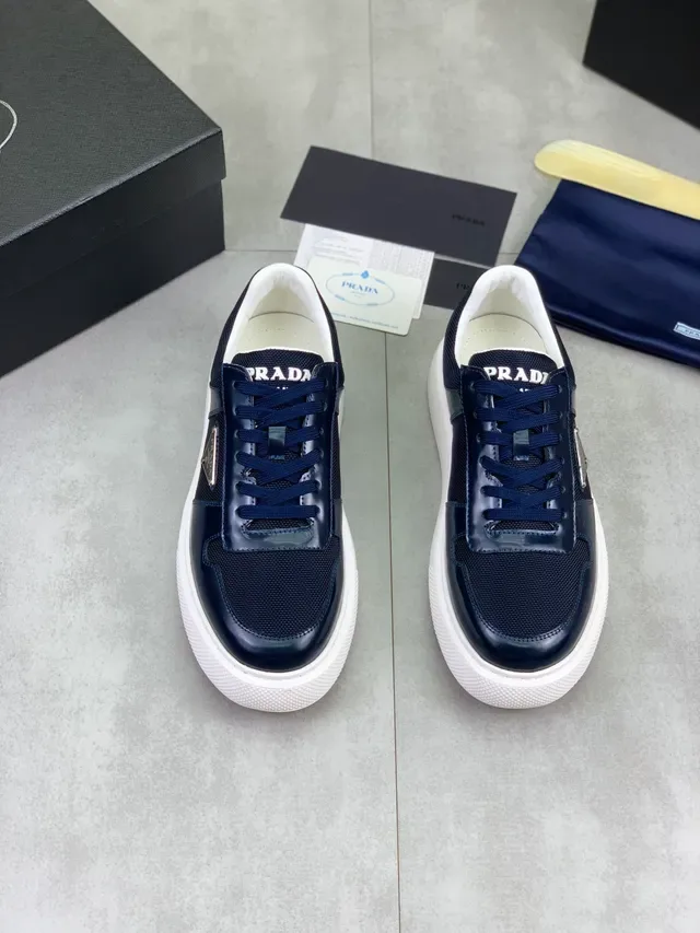 Prada Cloudbust Navy White Blue Mixed-Material Upper Platform Sole Lifestyle Sneakers 6