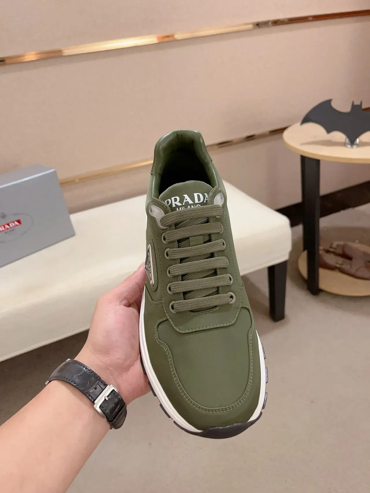 Prada Cloudbust Olive Nylon Chunky Sneakers 5