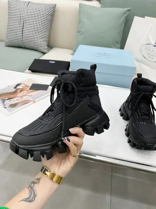 Prada Cloudbust Thunder Black Chunky Ankle Boots 5