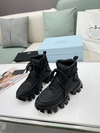 Prada Cloudbust Thunder Black Chunky Ankle Boots 6