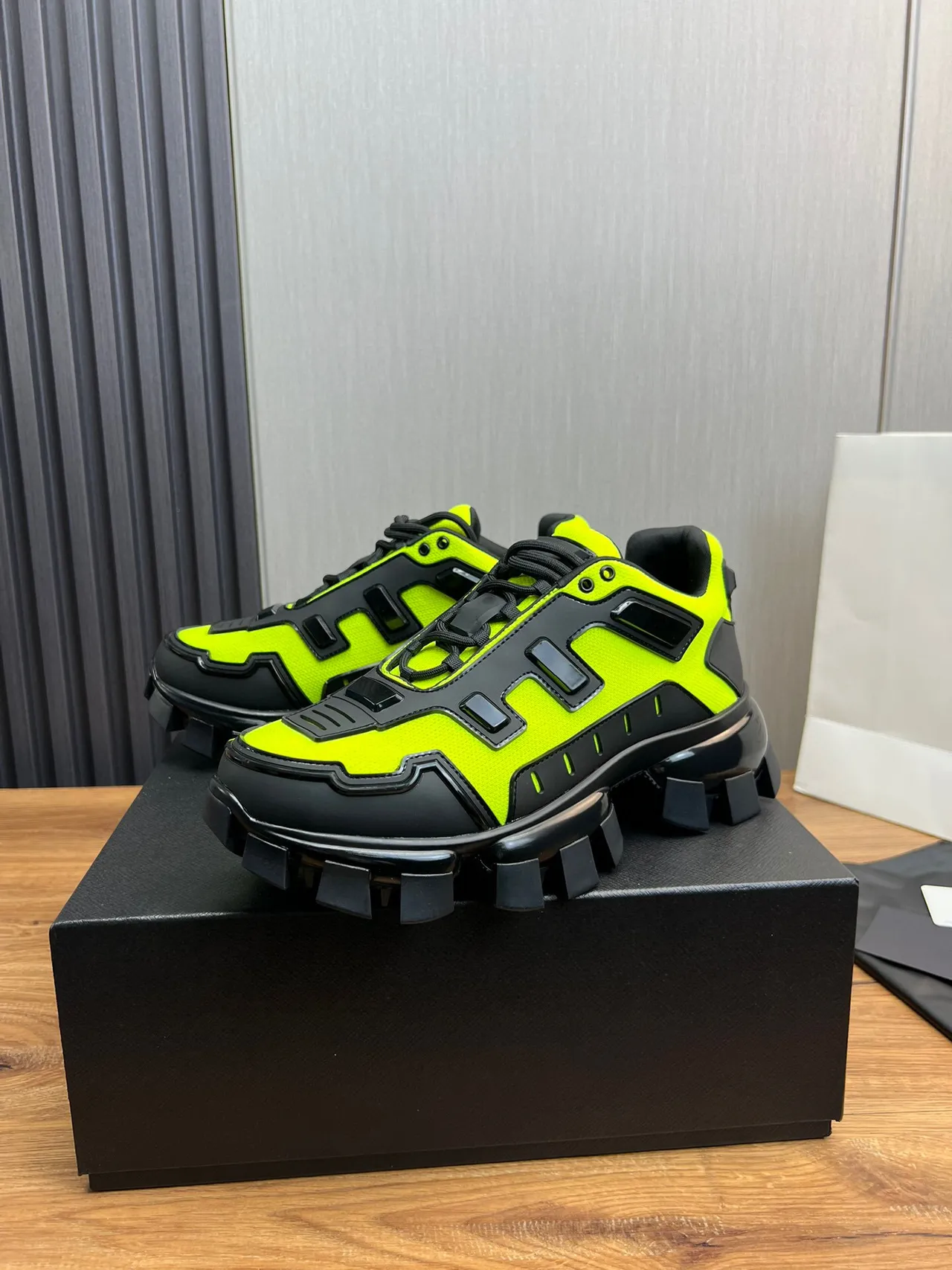 Prada Cloudbust Thunder Neon Lime Green Chunky Sneakers 3
