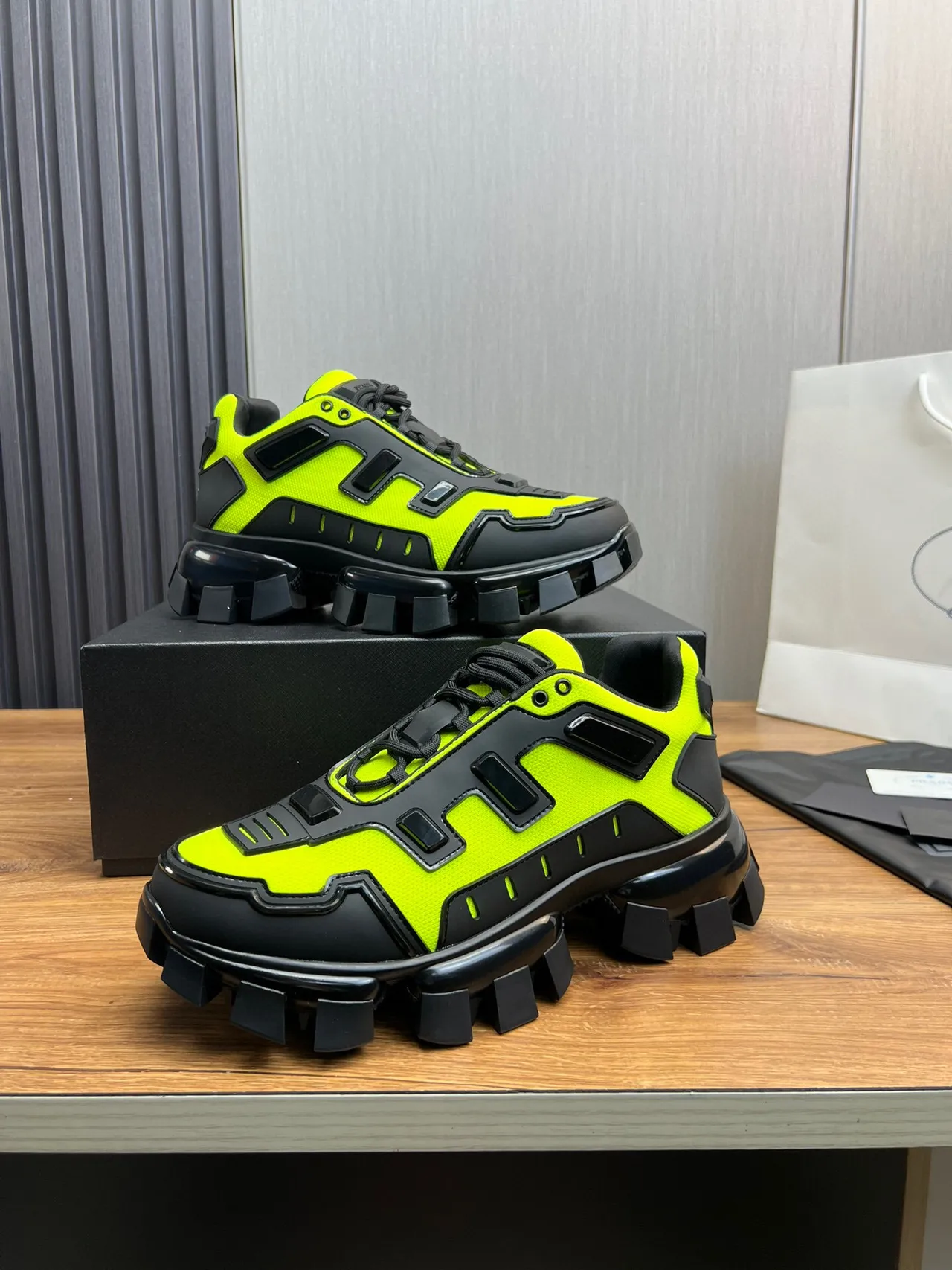 Prada Cloudbust Thunder Neon Lime Green Chunky Sneakers 4