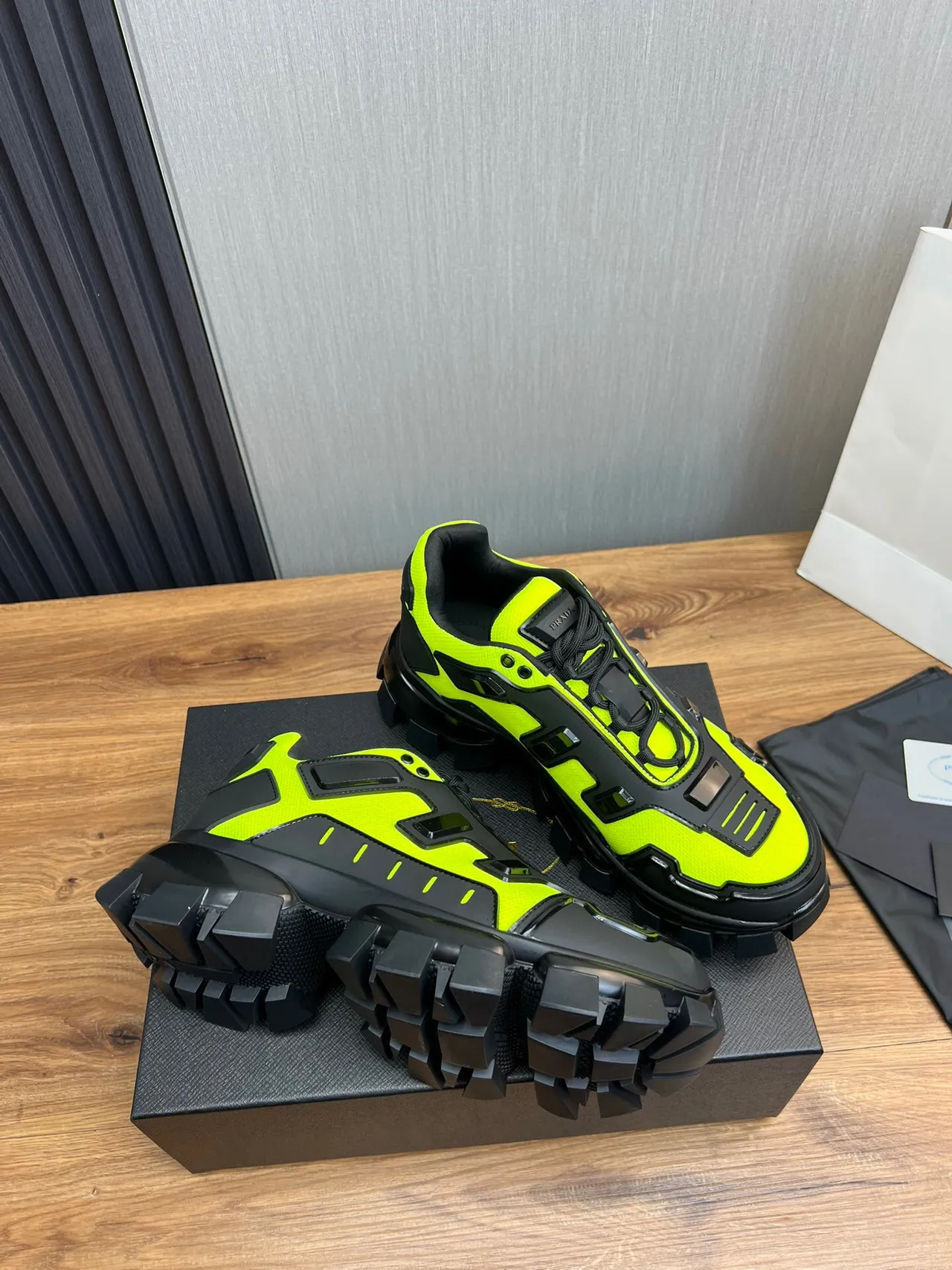 Prada Cloudbust Thunder Neon Lime Green Chunky Sneakers 6