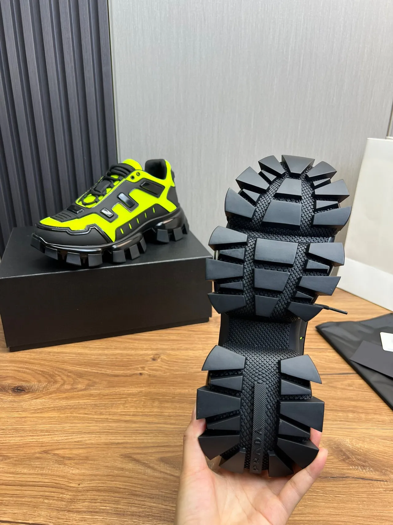 Prada Cloudbust Thunder Neon Lime Green Chunky Sneakers 9