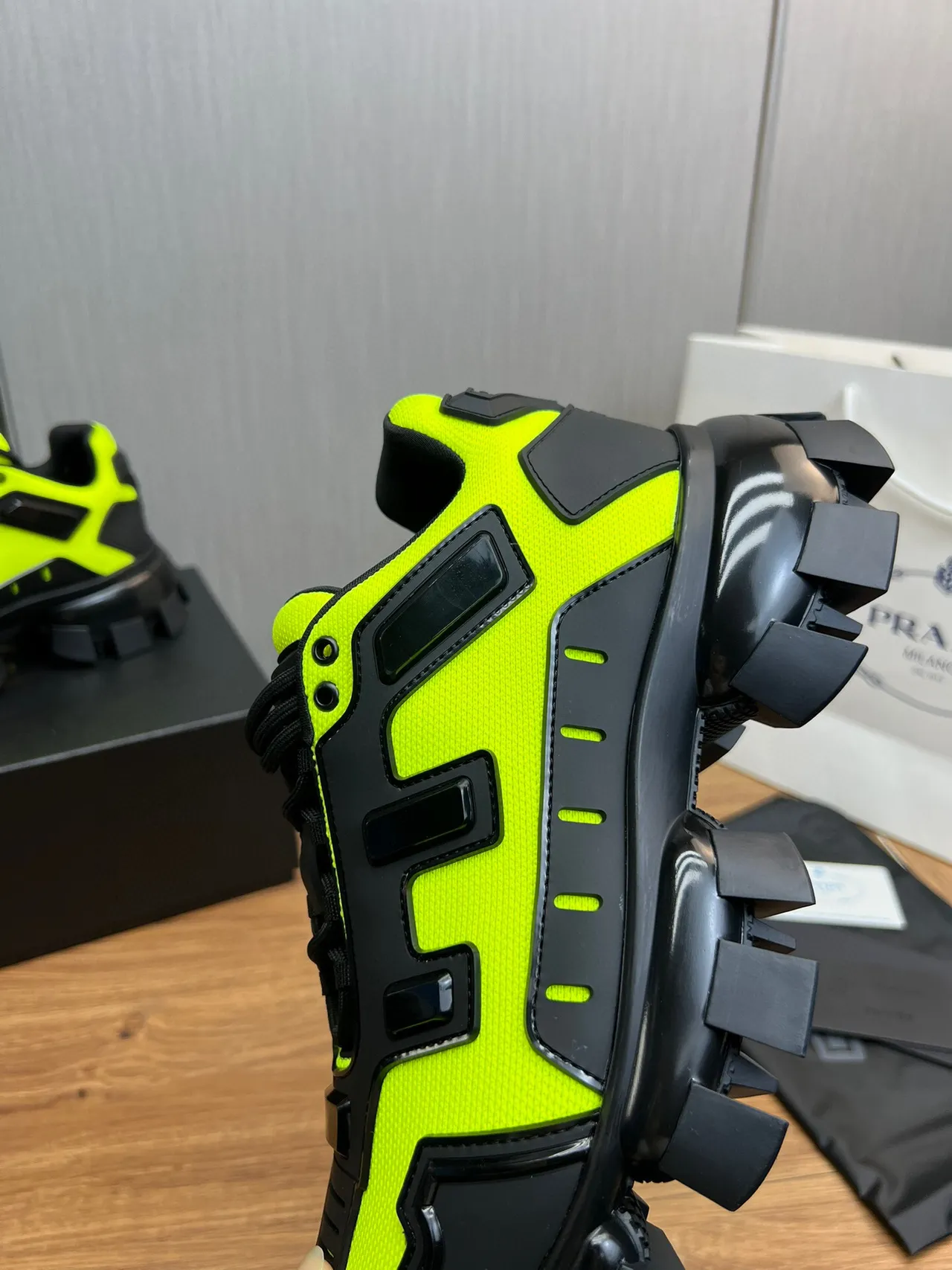Prada Cloudbust Thunder Neon Lime Green Chunky Sneakers 10