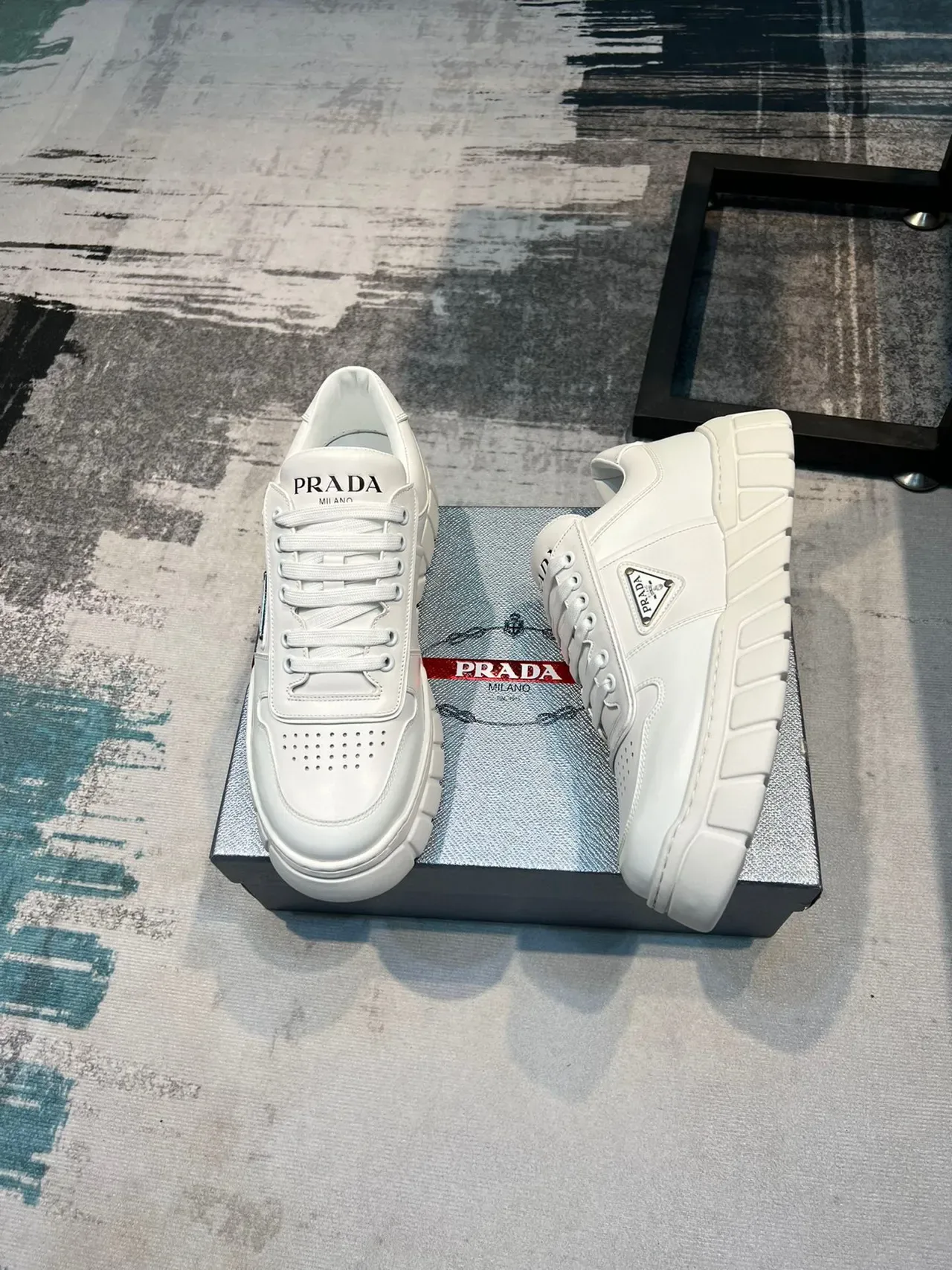 Prada Cloudbust White Leather Chunky Sneakers 4