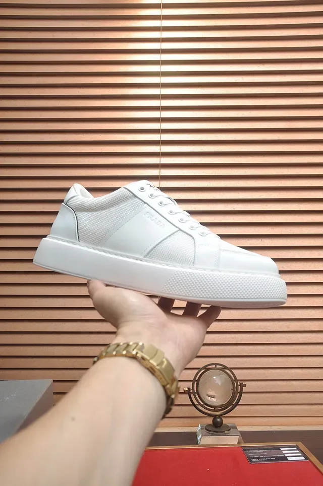 Prada Cloudbust White Mesh and Leather Lifestyle Sneakers 2