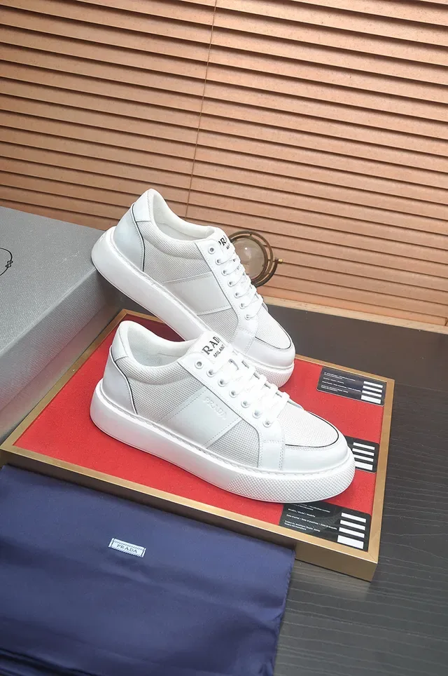 Prada Cloudbust White Mesh and Leather Lifestyle Sneakers 6
