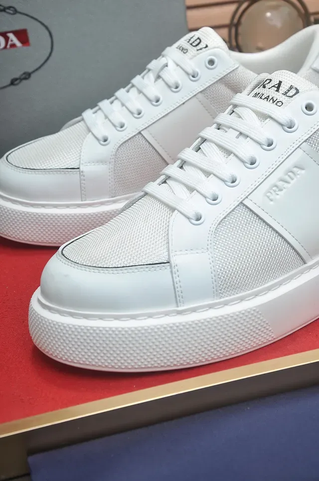 Prada Cloudbust White Mesh and Leather Lifestyle Sneakers 8