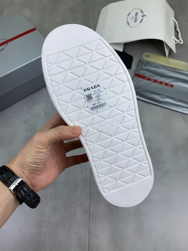Prada Cloudbust White Mesh and Patent Leather Chunky Sneakers 2