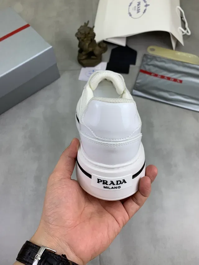 Prada Cloudbust White Mesh and Patent Leather Chunky Sneakers 3