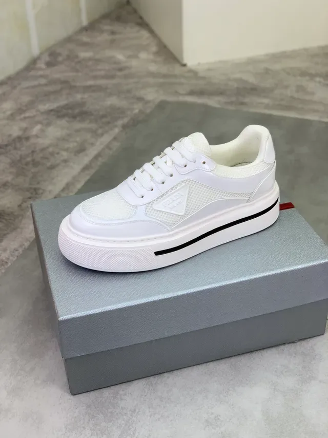 Prada Cloudbust White Mesh and Patent Leather Chunky Sneakers 4