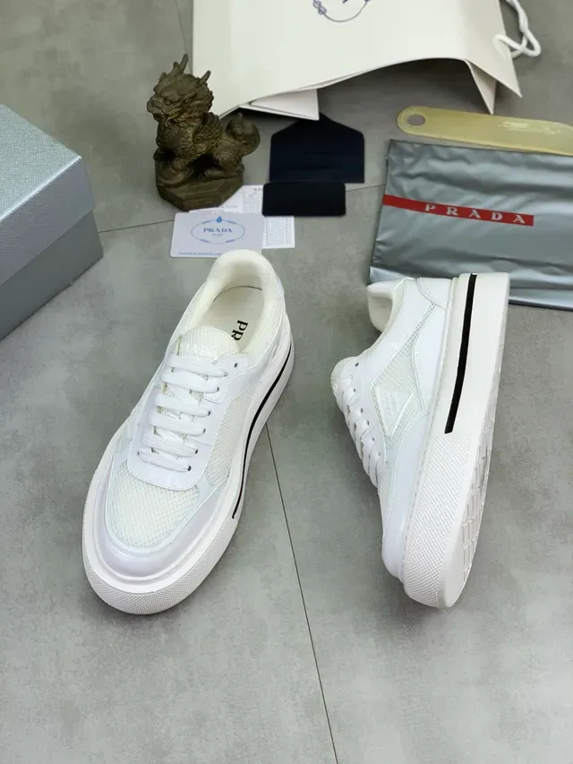 Prada Cloudbust White Mesh and Patent Leather Chunky Sneakers 5