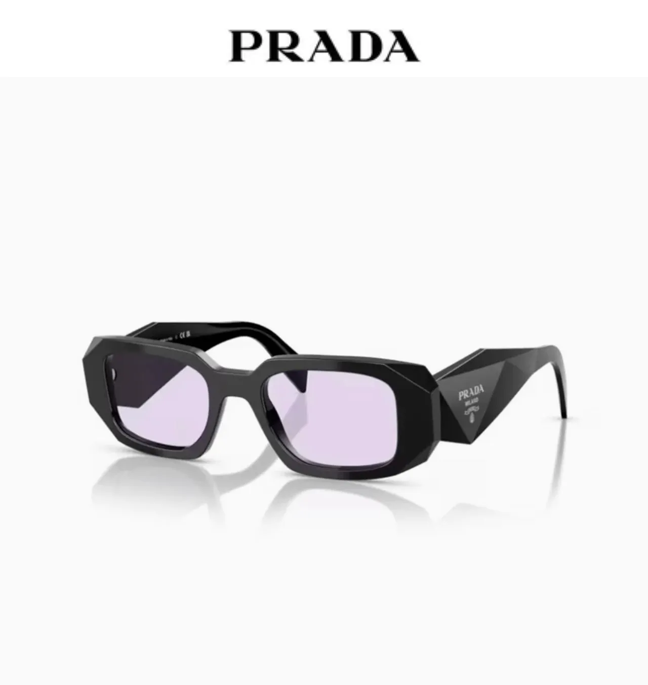 Prada 几何刻面黑色太阳镜 6