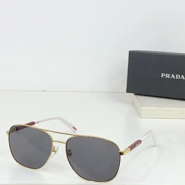 Prada Linea Rossa Black Red Aviator Silhouette Thin Metal Frame Sunglasses 4