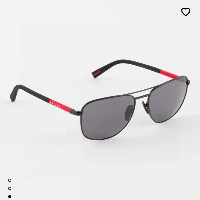 Prada Linea Rossa Black Red Aviator Silhouette Thin Metal Frame Sunglasses 9