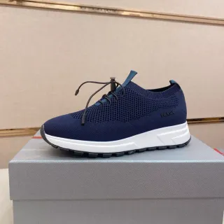 Prada Zapatillas Lifestyle Navy White con Upper de Tejido, Lacing con Cordón Integrado