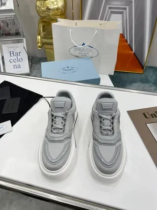 Prada Re-Edition 2005 Gray Mesh Platform Lifestyle Sneakers 4