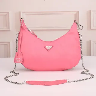 Prada Re-Edition 2005 Pink Crescent Chain Bag