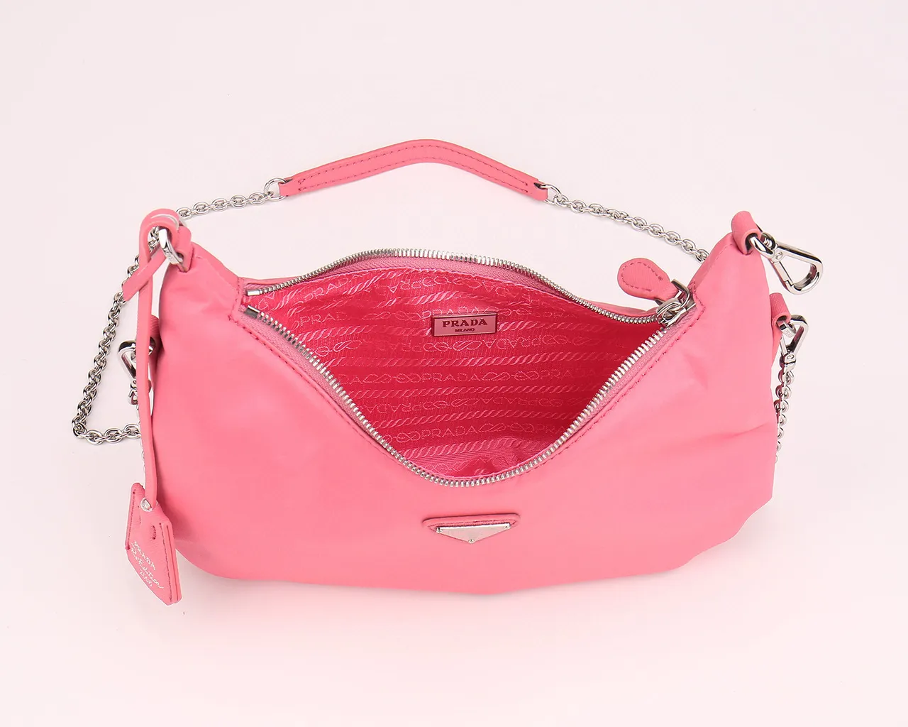 Prada Re-Edition 2005 Pink Crescent Chain Bag 2