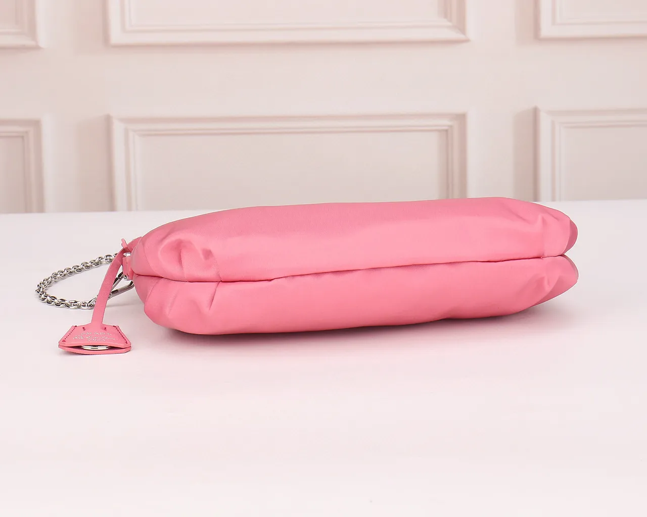 Prada Re-Edition 2005 Pink Crescent Chain Bag 7