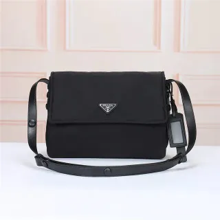 Prada Re-Edition Black Flap-Top Structured Nylon Messenger Bag