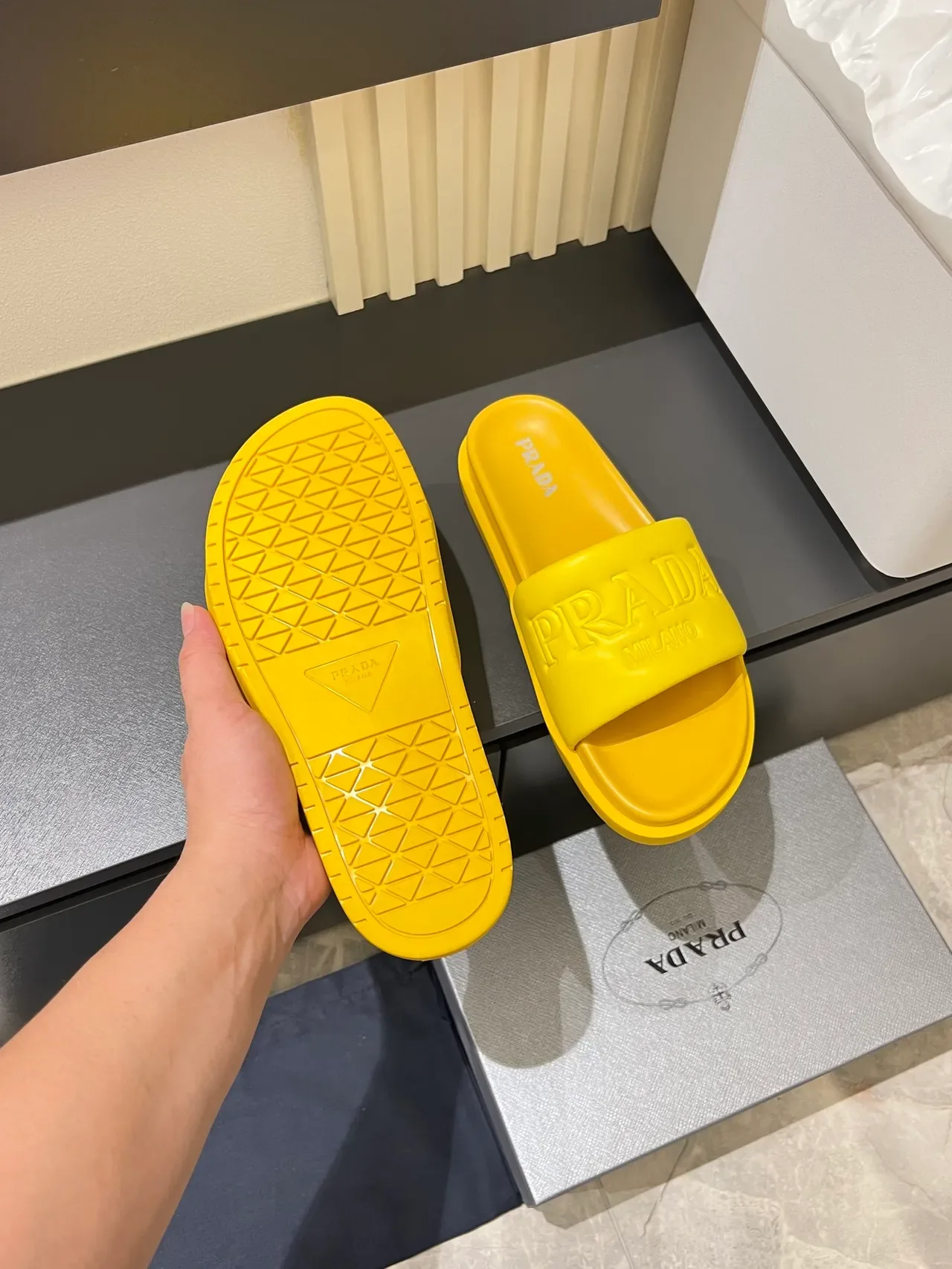 Prada Slide Embossed Logo Rubber Slippers 3