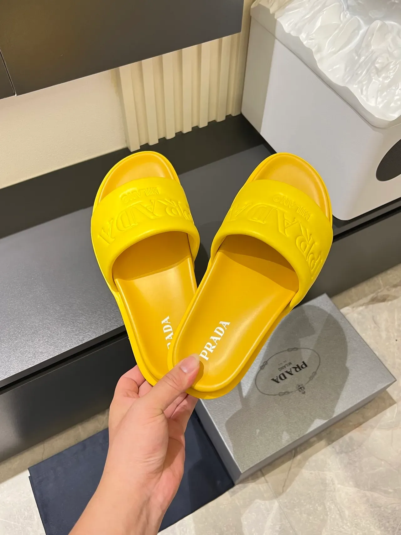 Prada Slide Embossed Logo Rubber Slippers 8