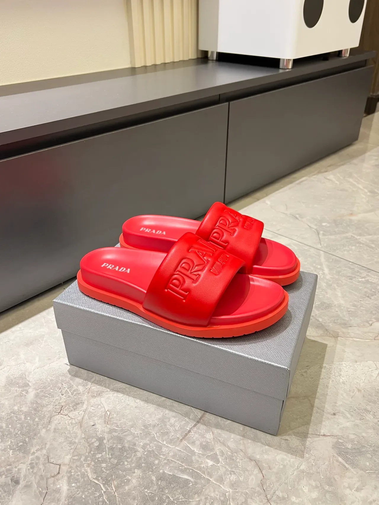 Prada Slide Embossed Logo Rubber Slippers 12