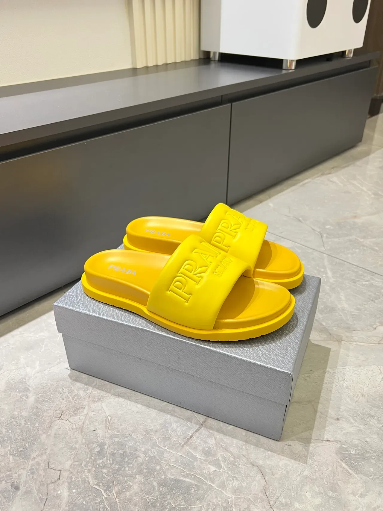 Prada Slide Embossed Logo Rubber Slippers 13