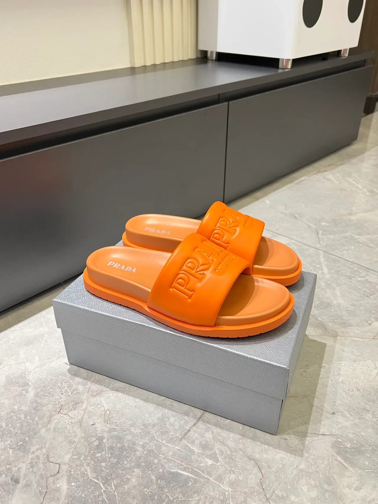 Prada Slide Embossed Logo Rubber Slippers 15
