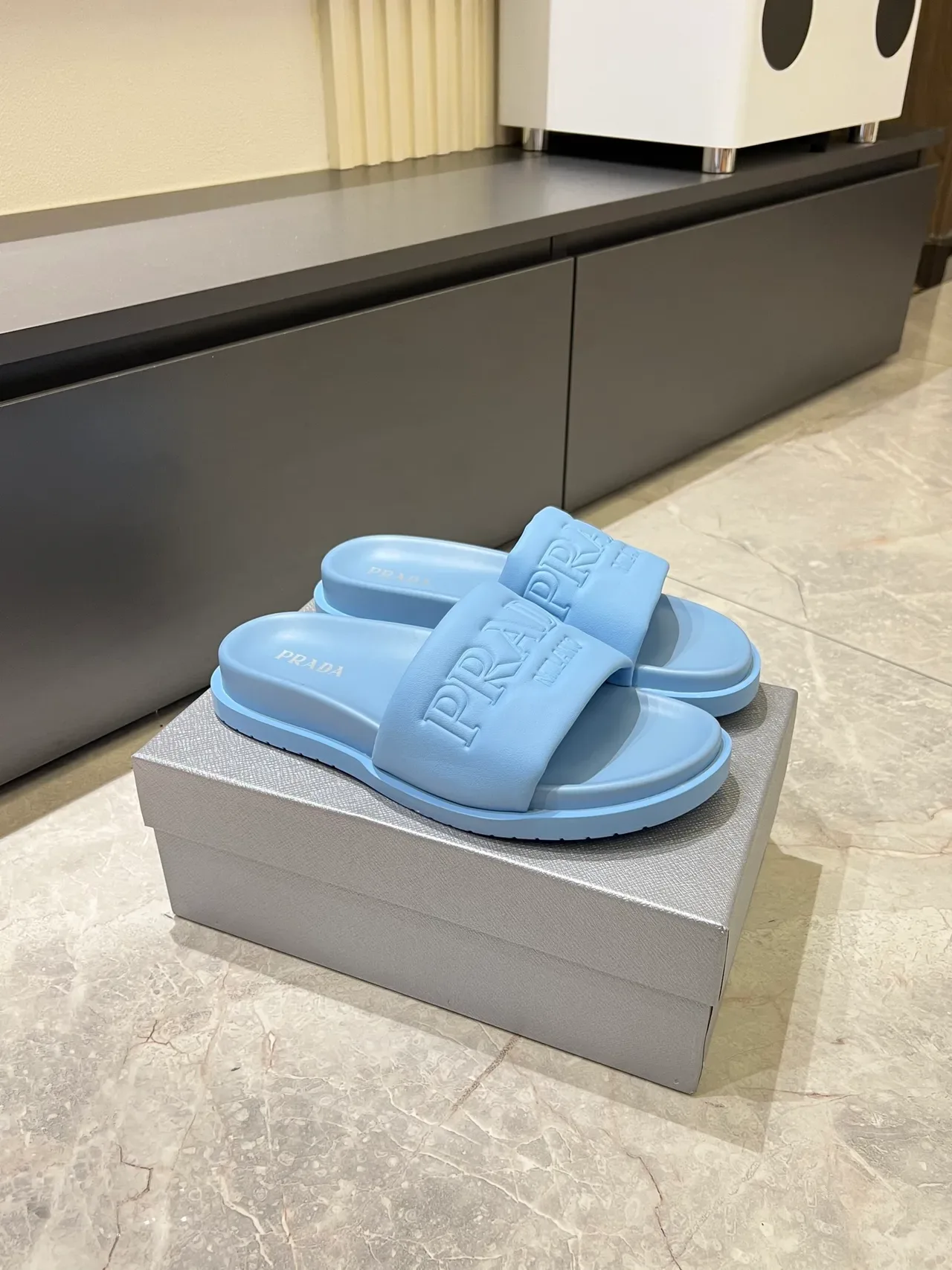 Prada Slide Embossed Logo Rubber Slippers 16