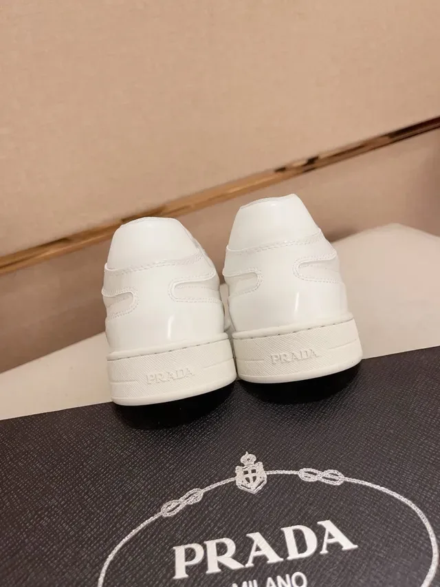 Prada White Low-Top Smooth Leather Upper Lifestyle Sneakers 2