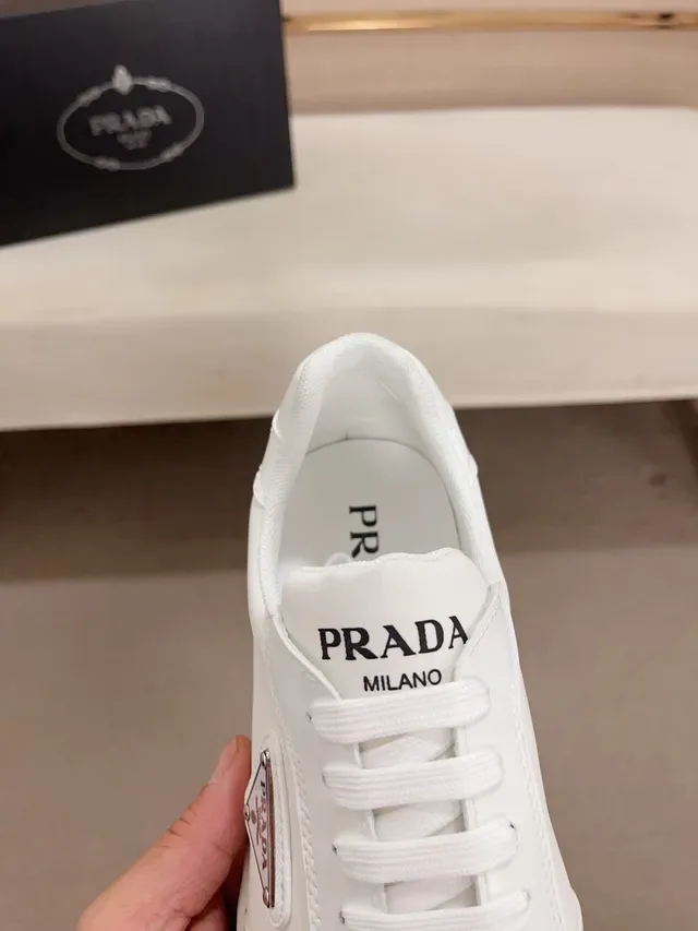 Prada White Low-Top Smooth Leather Upper Lifestyle Sneakers 3