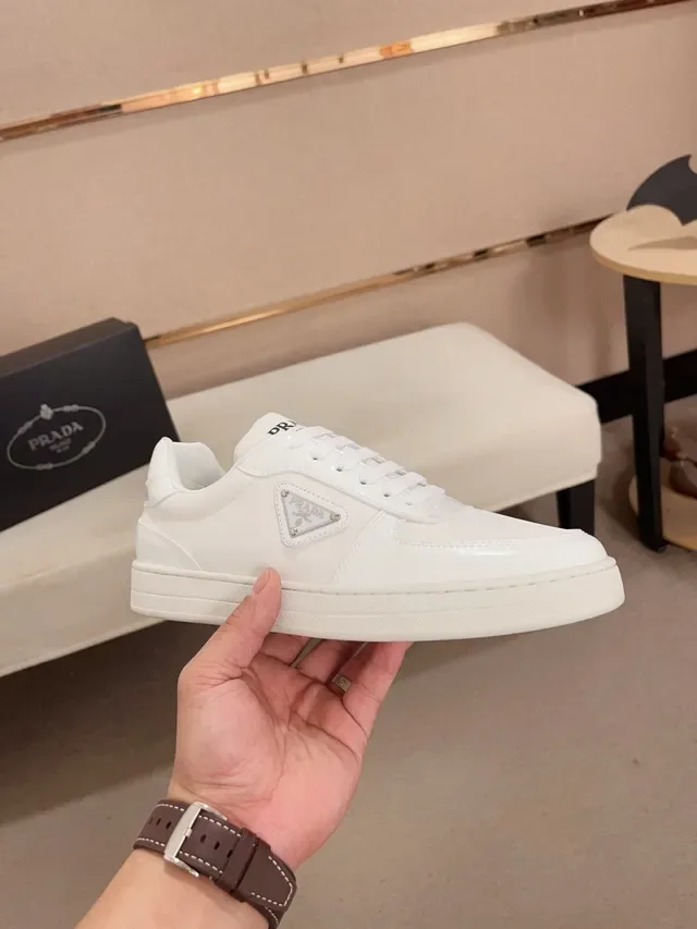 Prada White Low-Top Smooth Leather Upper Lifestyle Sneakers 4