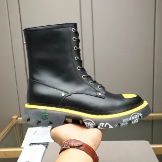 Premiata Black Yellow Leather Upper Midsole Accent Martin Boots