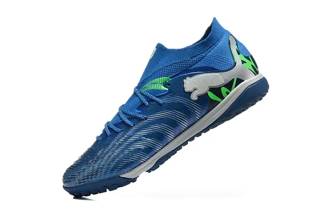 Puma Blue Green Knit Upper High Ankle Collar Sneakers 4